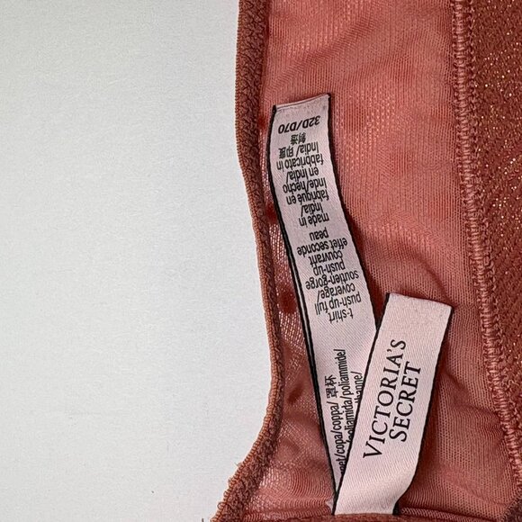 Victoria's Secret 32D Full Coverage Push Up Bra Lace Racerback Mauve front close - Picture 6 of 10